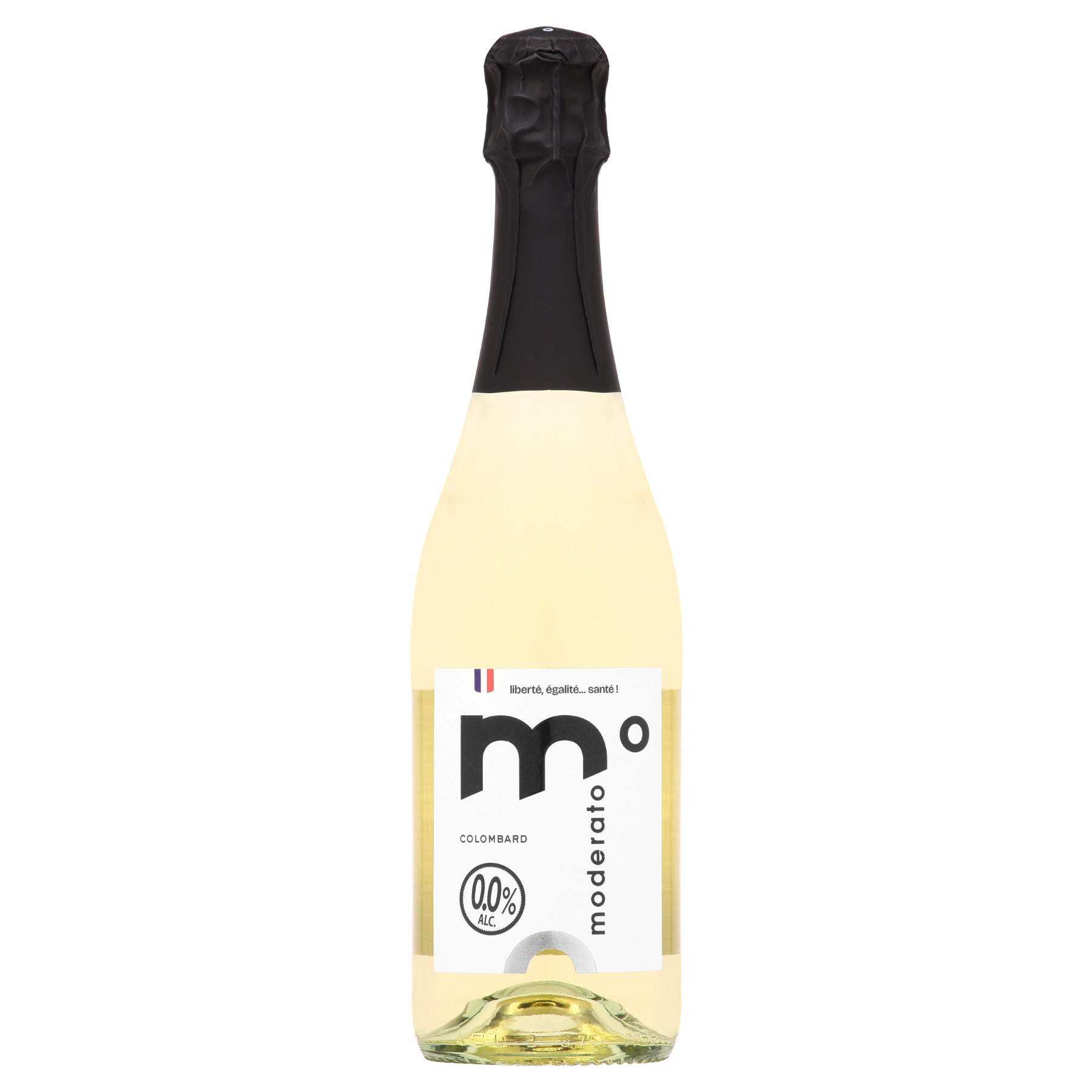Moderato Cuvée Originale Colombard alcohol-free sparkling wine 0.0% bottle from France, 750 ml.