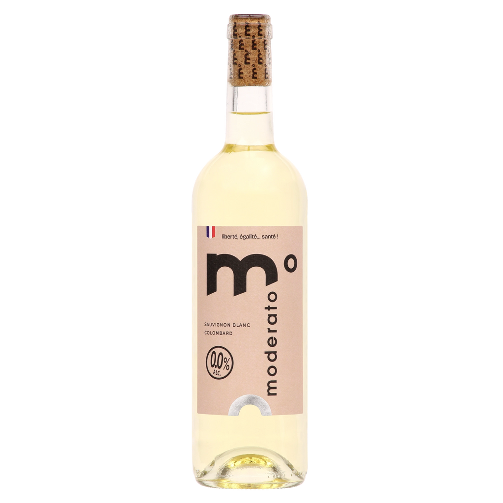 Moderato Cuvée Originale Sauvignon Blanc Colombard alcohol-free white wine 0.0% bottle from France, 750 ml.