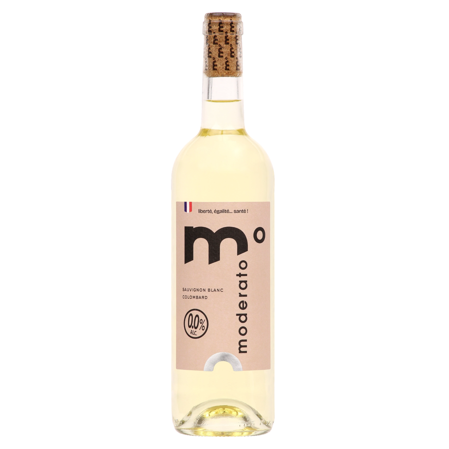 Moderato Cuvée Originale Sauvignon Blanc Colombard alcohol-free white wine 0.0% bottle from France, 750 ml.