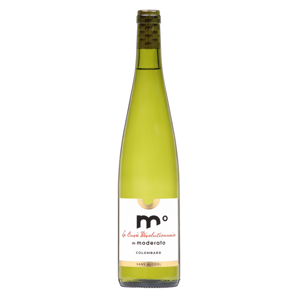 Moderato Cuvée Révolutionnaire Colombard alcohol-free white wine bottle from France, 750 ml.