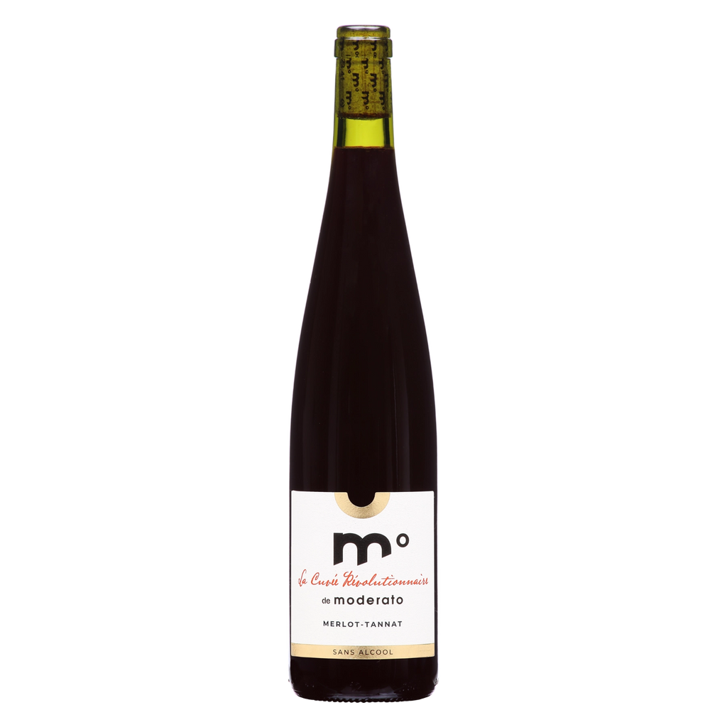Moderato La Cuvée Révolutionnaire Merlot–Tannat alcohol-free red wine bottle from France, 750 ml.
