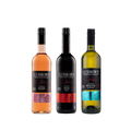 Three bottles of Lussory premium non-alcoholic wines — Rosé, Merlot Red, and Chardonnay White — displayed on a light background.