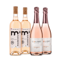 Alcohol-free rosé bundle with two Moderato Rosé bottles and two Colibri Spumante Rosé bottles.
