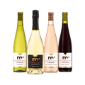 Alcohol-free wine bundle with four Moderato bottles: Colombard, Blanc de Noir, Rosé, and Merlot-Tannat.