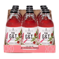 Alcohol-free Sir James 101 Pink G&T bottles in a 12×250 ml open tray, front view