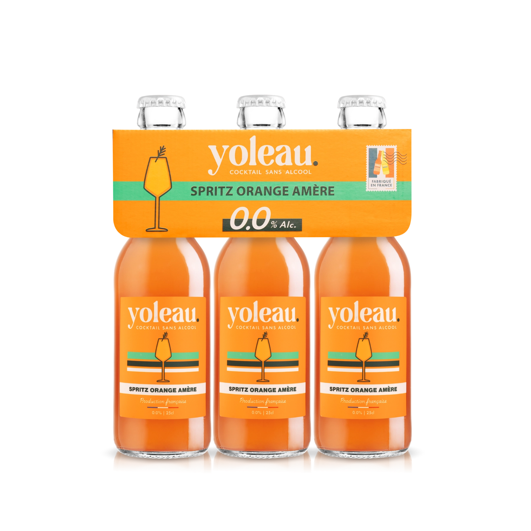 Yoleau Bitter Orange Spritz mocktail 0.0% alcohol-free drink pack of 3 bottles 250 ml each.