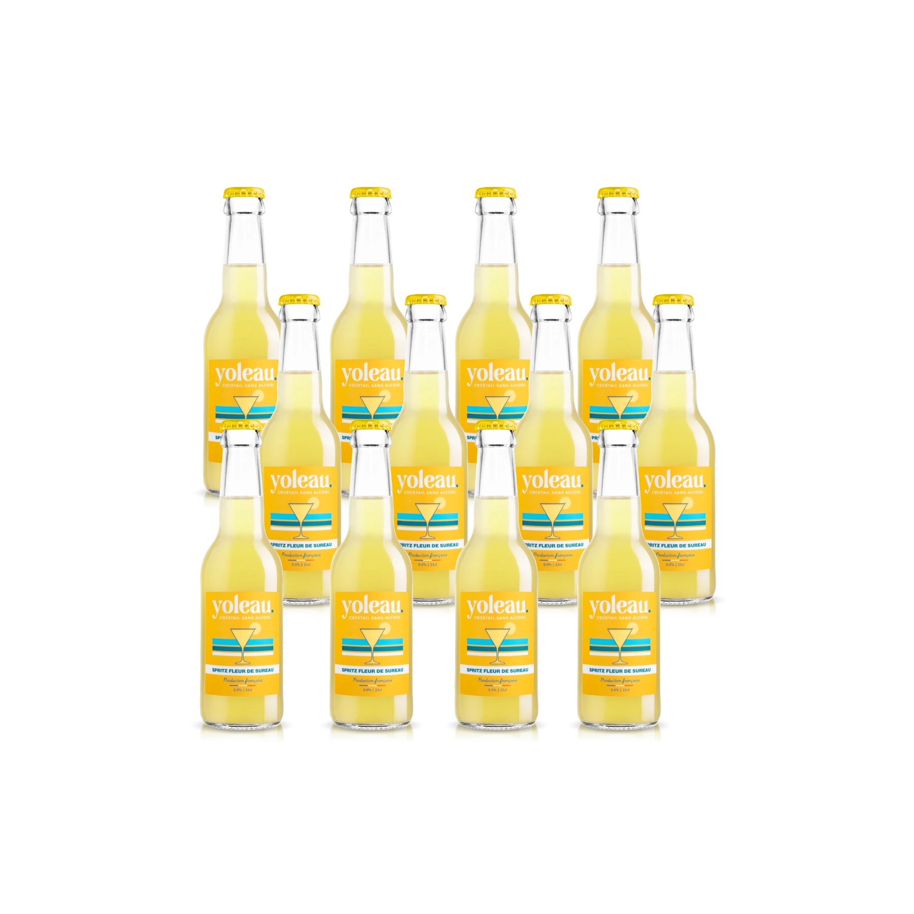 Yoleau Elderflower Spritz mocktail 0.0% alcohol-free drink 12 pack 250 ml bottles.