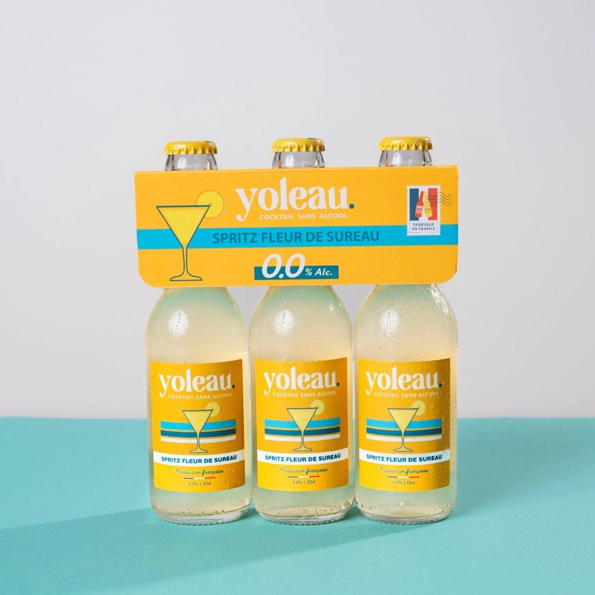 Yoleau elderflower spritz mocktail 3 pack alcohol-free spritz drink.
