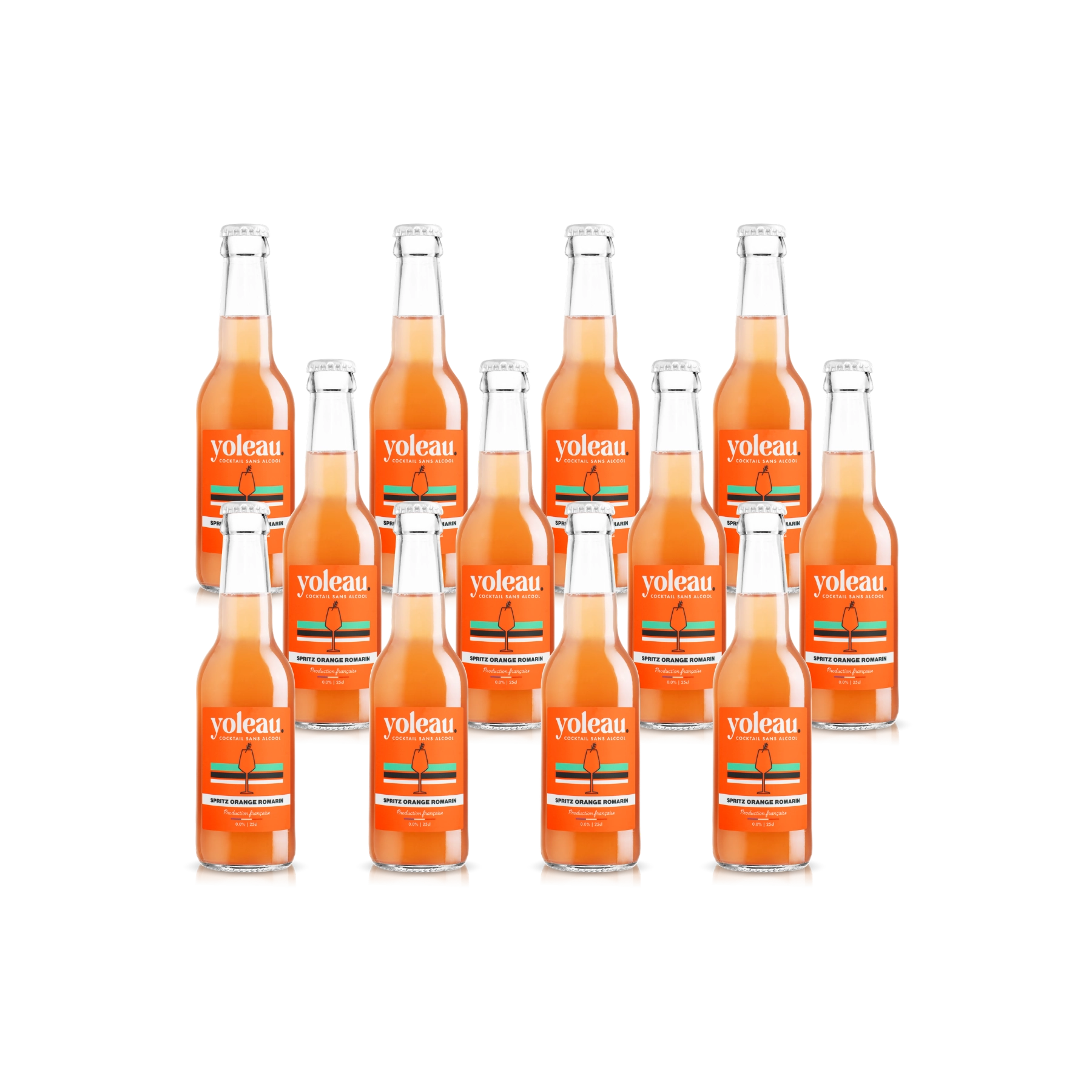 Yoleau Orange Rosemary Spritz mocktail 0.0% alcohol-free drink 12 pack 250 ml bottles.
