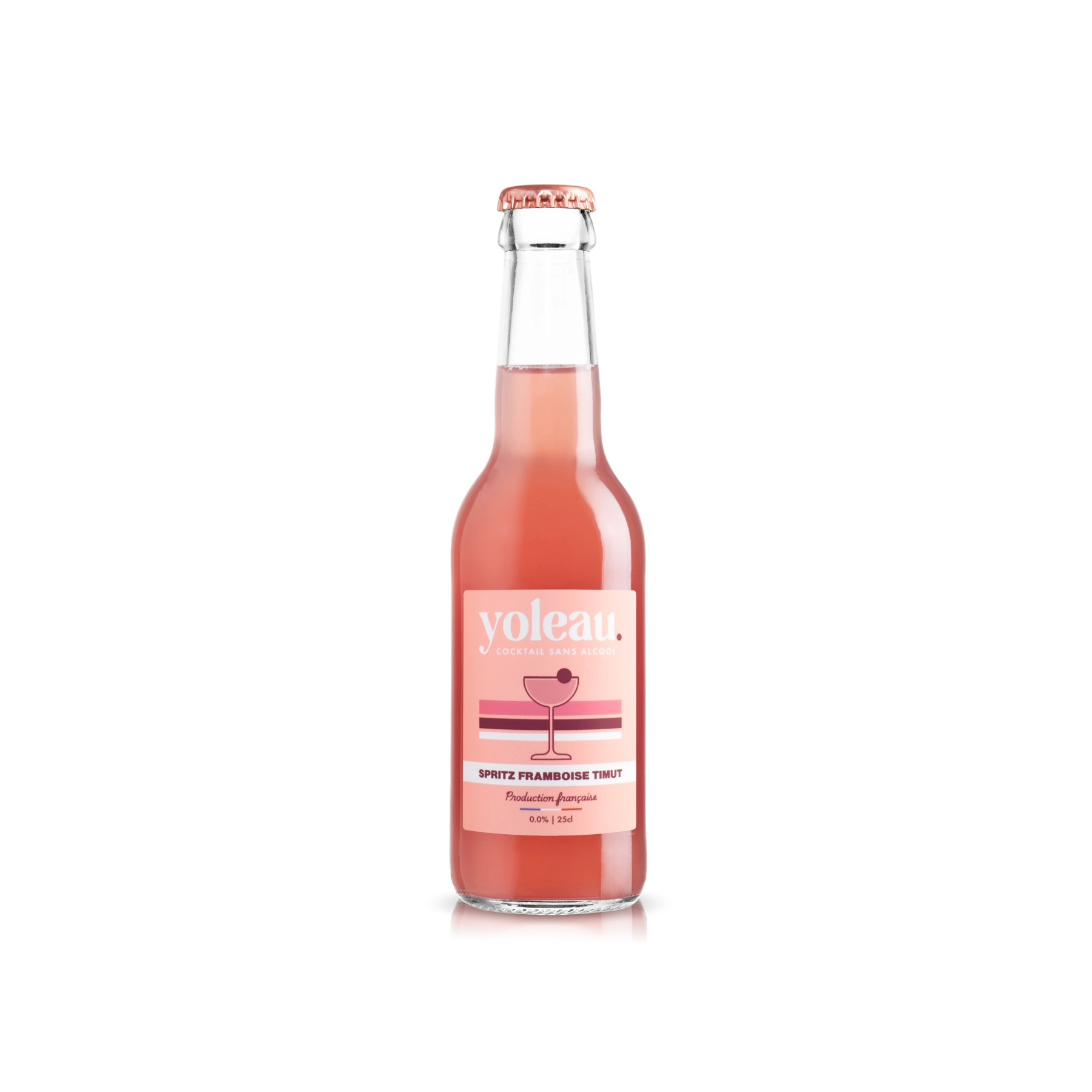 Yoleau Raspberry Spritz mocktail 0.0% alcohol-free drink bottle 250 ml.