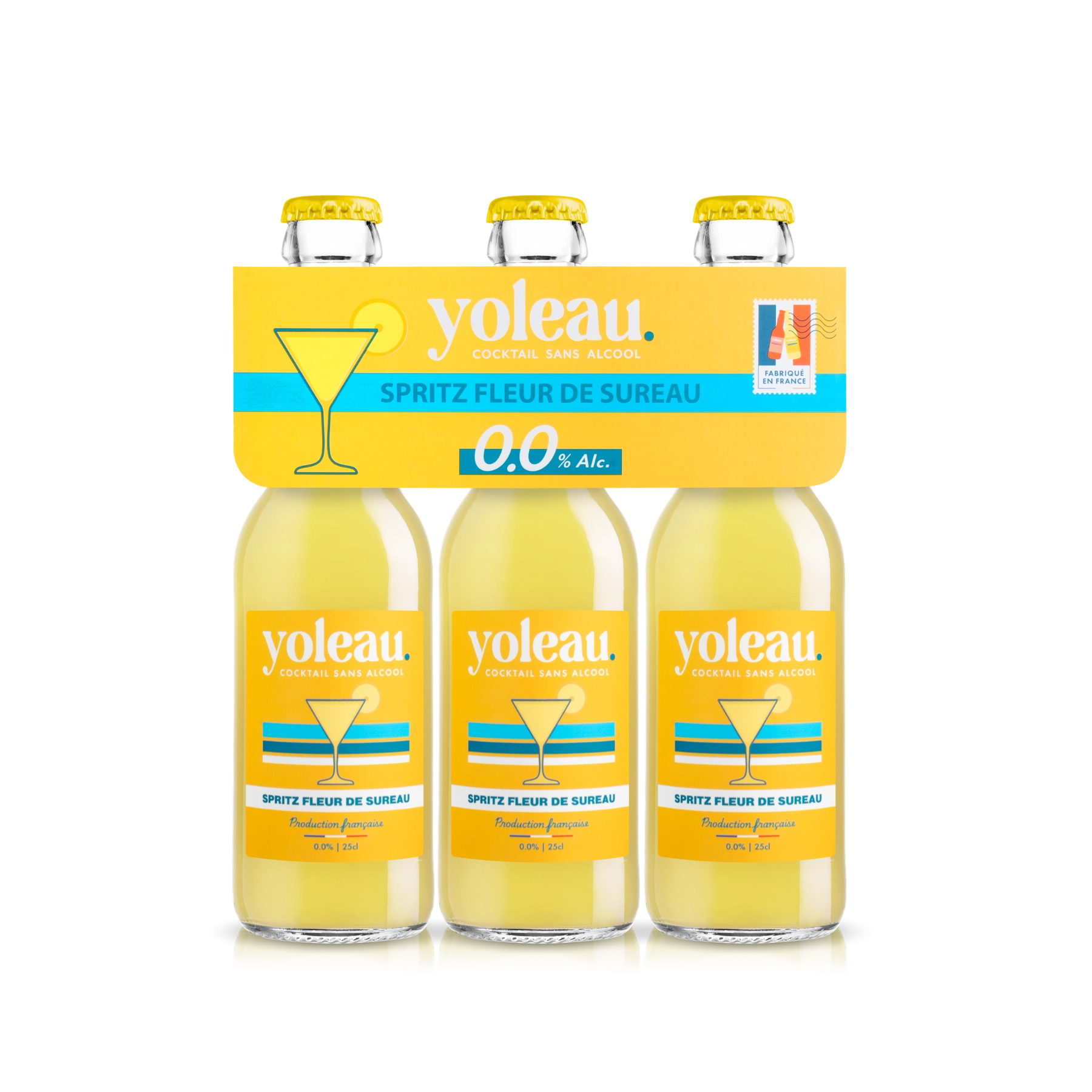 Yoleau Spritz Fleur de Sureau mocktail 3 pack, alcohol-free elderflower spritz drink 0.0% ABV made in France.